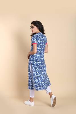 Indigo printed cotton long kurtis 4