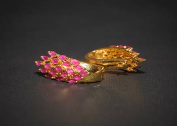 Gold ruby   brass hoops 1