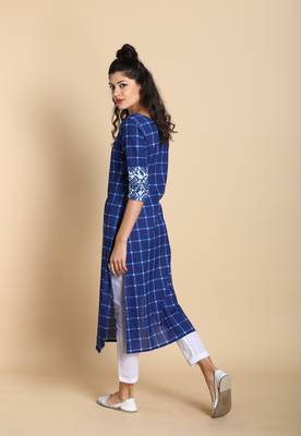 Indigo printed cotton long kurtis 4