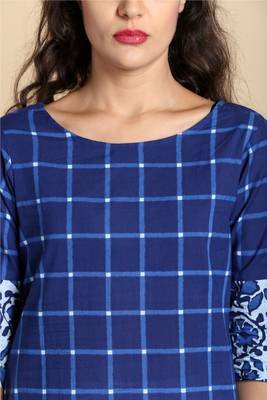 Indigo printed cotton long kurtis 5