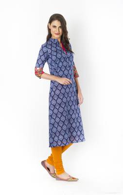 Indigo printed cotton long kurtis 2