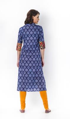 Indigo printed cotton long kurtis 4