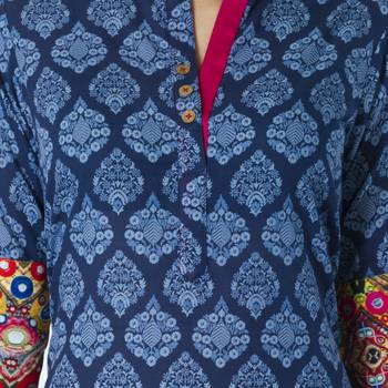 Indigo printed cotton long kurtis 5