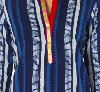 Indigo printed cotton long-kurtis 2