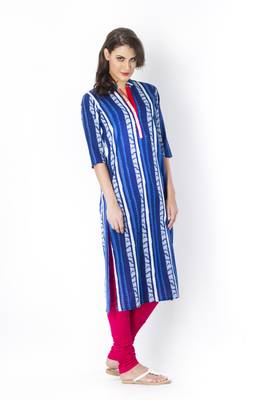 Indigo printed cotton long-kurtis 4