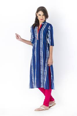 Indigo printed cotton long-kurtis 5