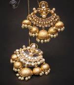 Gold pearl brass jhumkas