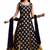 Black brasso jacquard  semi-stitched indo-western