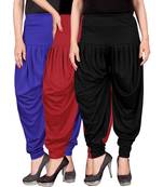 Blue red black stirped combo pack of 3 free size harem pants