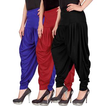 Blue red black stirped combo pack of 3 free size harem pants 2