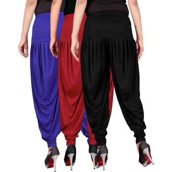 Blue red black stirped combo pack of 3 free size harem pants 3