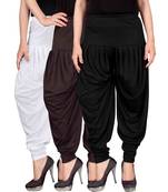 White brown black stirped combo pack of 3 free size harem pants