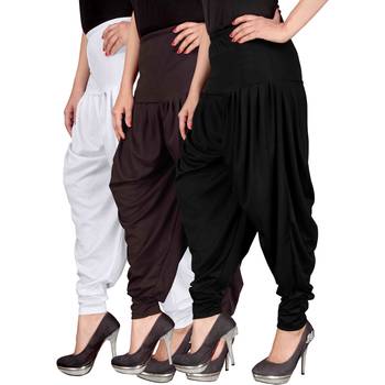 White brown black stirped combo pack of 3 free size harem pants 2