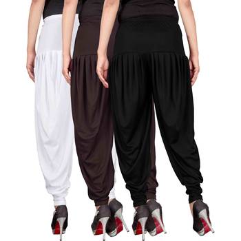 White brown black stirped combo pack of 3 free size harem pants 3
