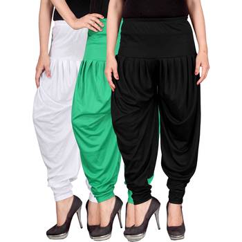 White green black stirped combo pack of 3 free size harem pants 1
