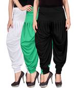 White green black stirped combo pack of 3 free size harem pants