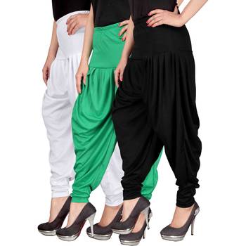 White green black stirped combo pack of 3 free size harem pants 2