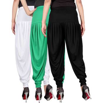White green black stirped combo pack of 3 free size harem pants 3