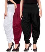 White maroon black stirped combo pack of 3 free size harem pants