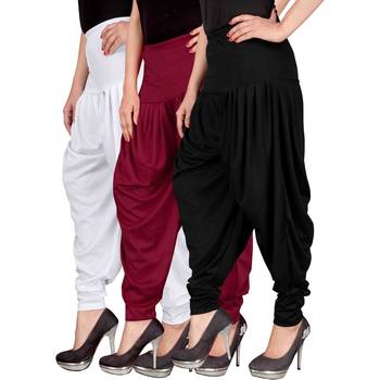 White maroon black stirped combo pack of 3 free size harem pants 2