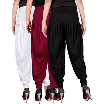 White maroon black stirped combo pack of 3 free size harem pants 3