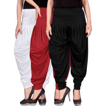 White red black stirped combo pack of 3 free size harem pants 1