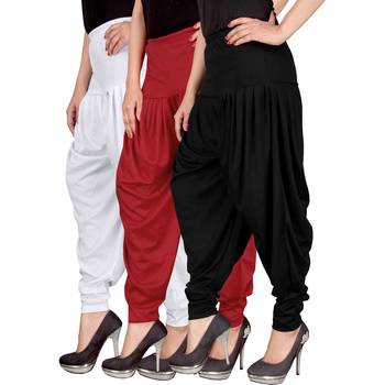 White red black stirped combo pack of 3 free size harem pants 2
