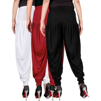White red black stirped combo pack of 3 free size harem pants 3