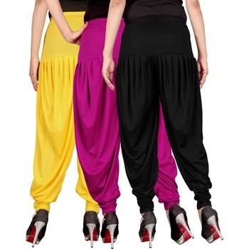 Yellow pink black stirped combo pack of 3 free size harem pants 3