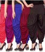 Pink purple blue maroon brown stirped combo pack of 5 free size harem pants