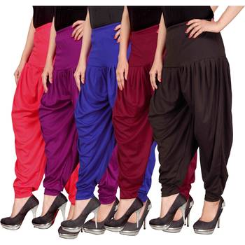 Pink purple blue maroon brown stirped combo pack of 5 free size harem pants 2