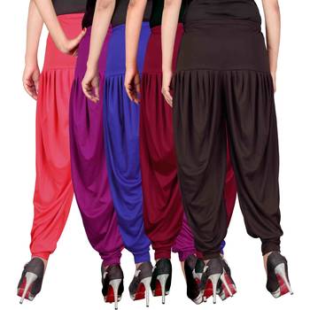 Pink purple blue maroon brown stirped combo pack of 5 free size harem pants 3
