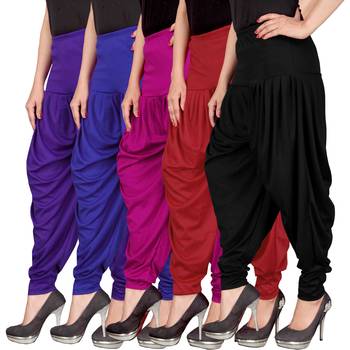 Blue pink red black stirped combo pack of 5 free size harem pants 2