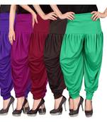 Blue purple maroon brown green stirped combo pack of 5 free size harem pants