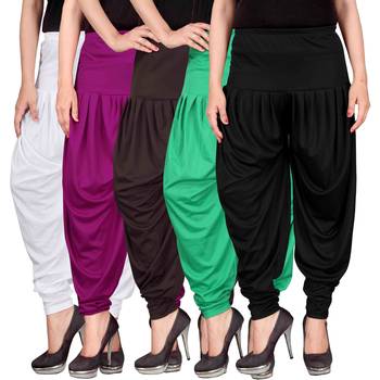 White purple brown green black stirped combo pack of 5 free size harem pants 1