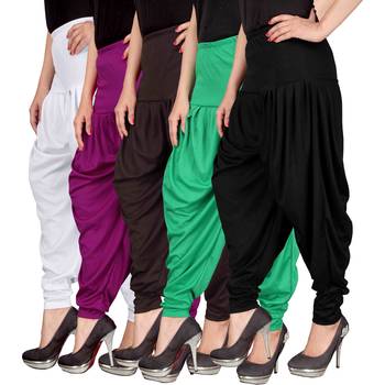 White purple brown green black stirped combo pack of 5 free size harem pants 2