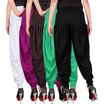White purple brown green black stirped combo pack of 5 free size harem pants 3