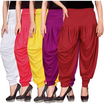 White pink yellow purple red stirped combo pack of 5 free size harem pants 1