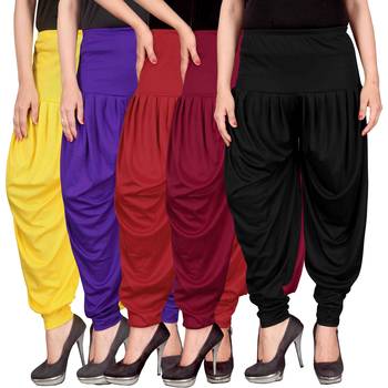 Yellow blue red maroon black stirped combo pack of 5 free size harem pants 1