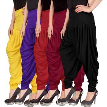 Yellow blue red maroon black stirped combo pack of 5 free size harem pants 2