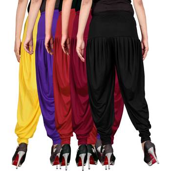 Yellow blue red maroon black stirped combo pack of 5 free size harem pants 3