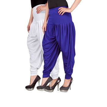 White blue stirped combo pack of 2 free size harem pants 2