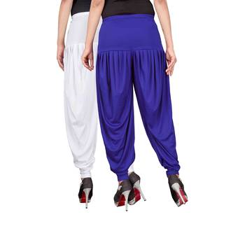 White blue stirped combo pack of 2 free size harem pants 3