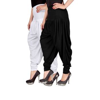 White black stirped combo pack of 2 free size harem pants 2