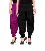 Purple black stirped combo pack of 2 free size harem pants