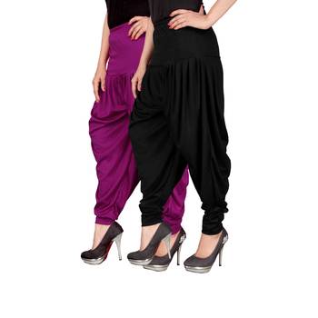 Purple black stirped combo pack of 2 free size harem pants 2