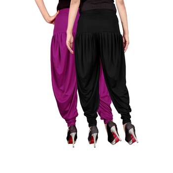 Purple black stirped combo pack of 2 free size harem pants 3