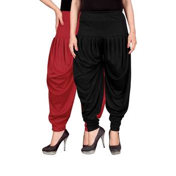 Red black stirped combo pack of 2 free size harem pants 1