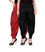 Red black stirped combo pack of 2 free size harem pants