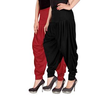 Red black stirped combo pack of 2 free size harem pants 2